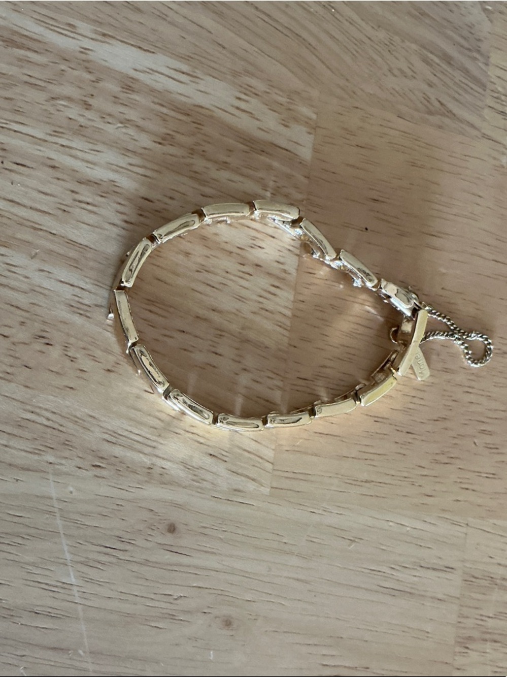 Monet Shiny Gold Link Bracelet with Safety Chain